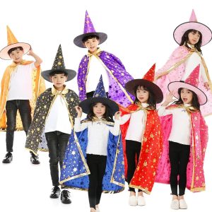 Kids Magician Wizard Cloak & Hat Set