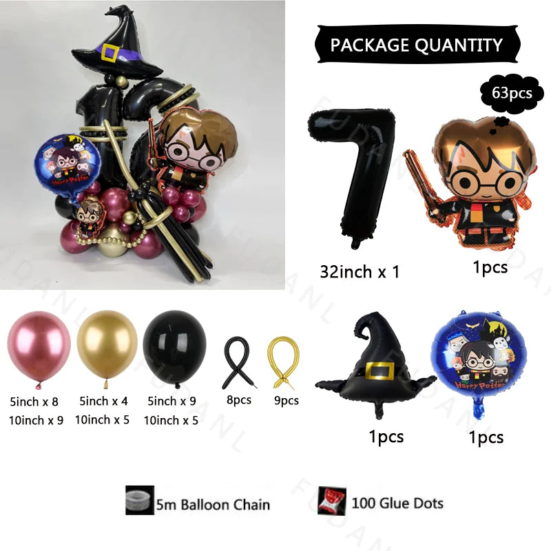 63Pcs Harry Potter Magic Broom Balloon Column Set - Image 7